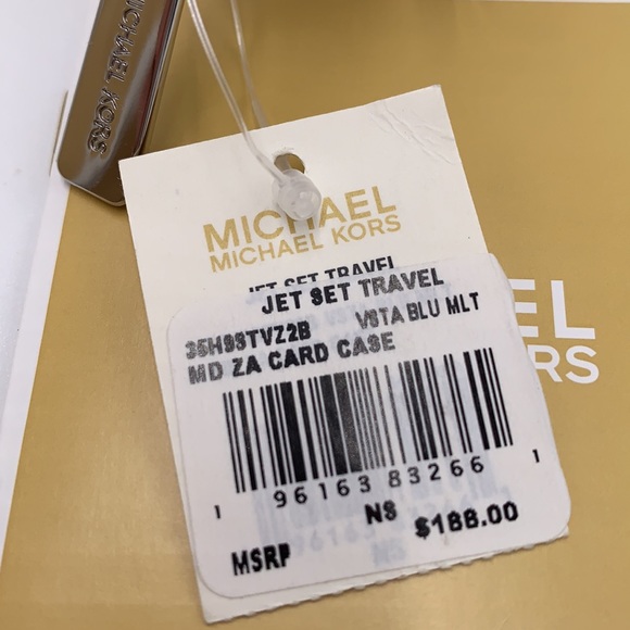 MICHAEL KORS MEDIUM ZIP AROUND CARD CASE VSTA BLUE MULTI SIGNATURE COLOR - Picture 15 of 15